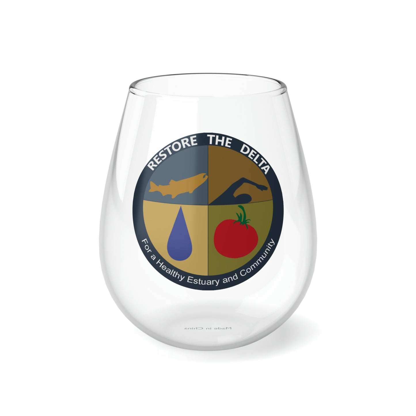 Restore the Delta Logo Stemless Wine Glass