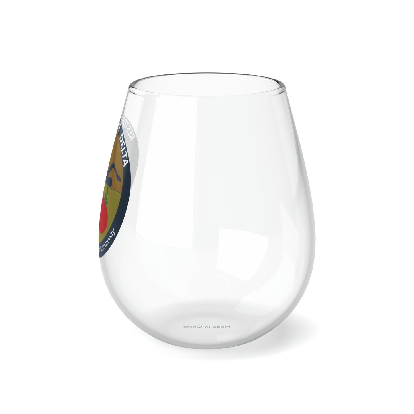 Restore the Delta Logo Stemless Wine Glass