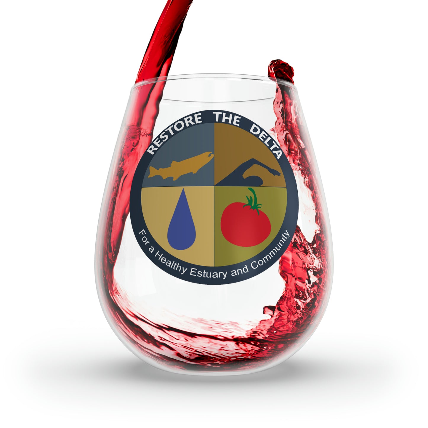 Restore the Delta Logo Stemless Wine Glass