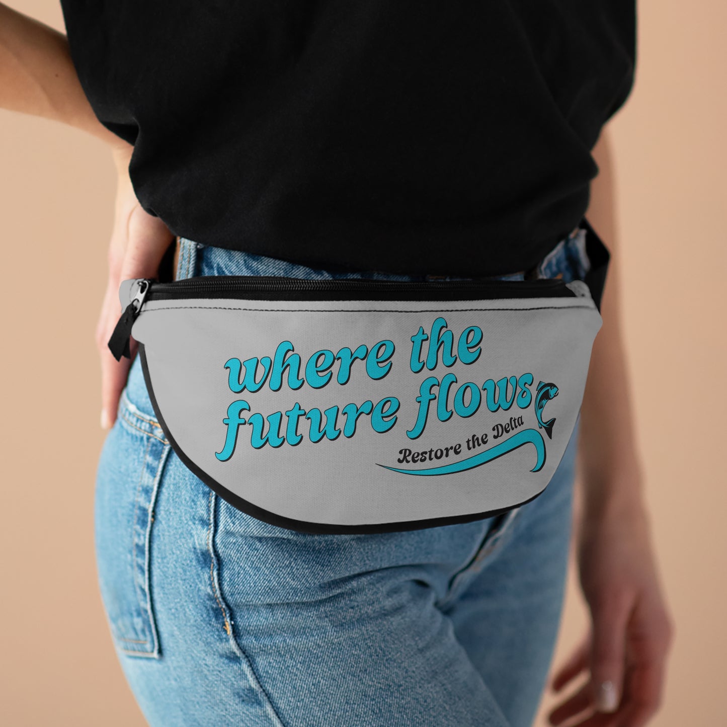 Retro Logo Where the Future Flows Fanny Pack