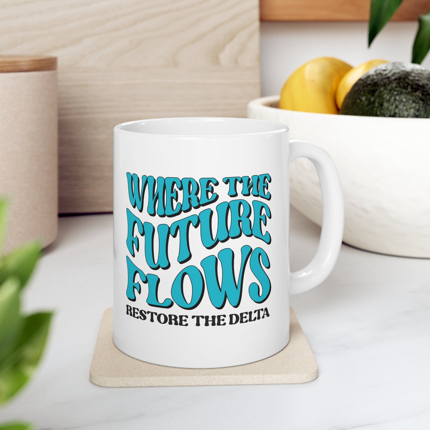 Restore the Delta Logo x Where the Future Flows Mug