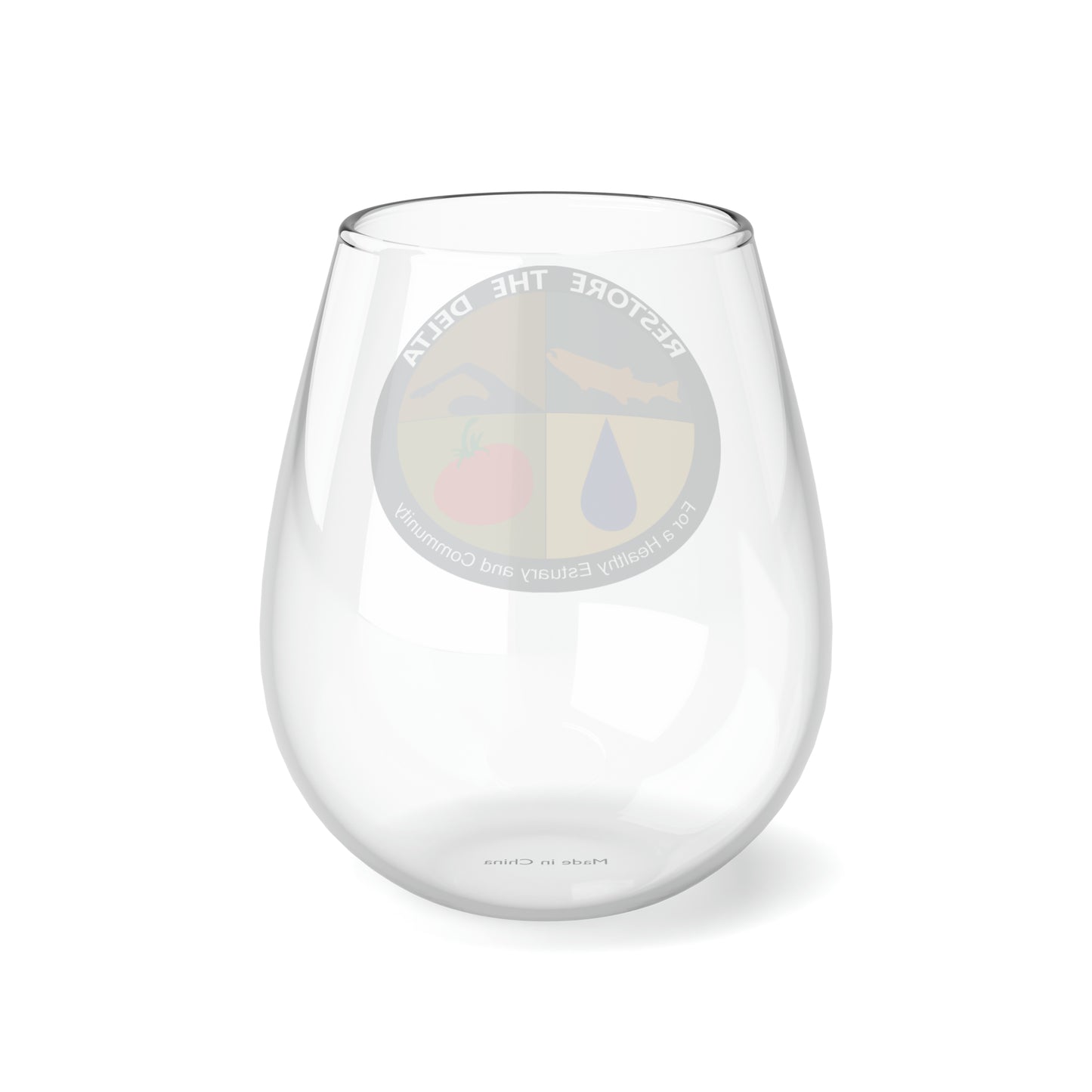 Restore the Delta Logo Stemless Wine Glass