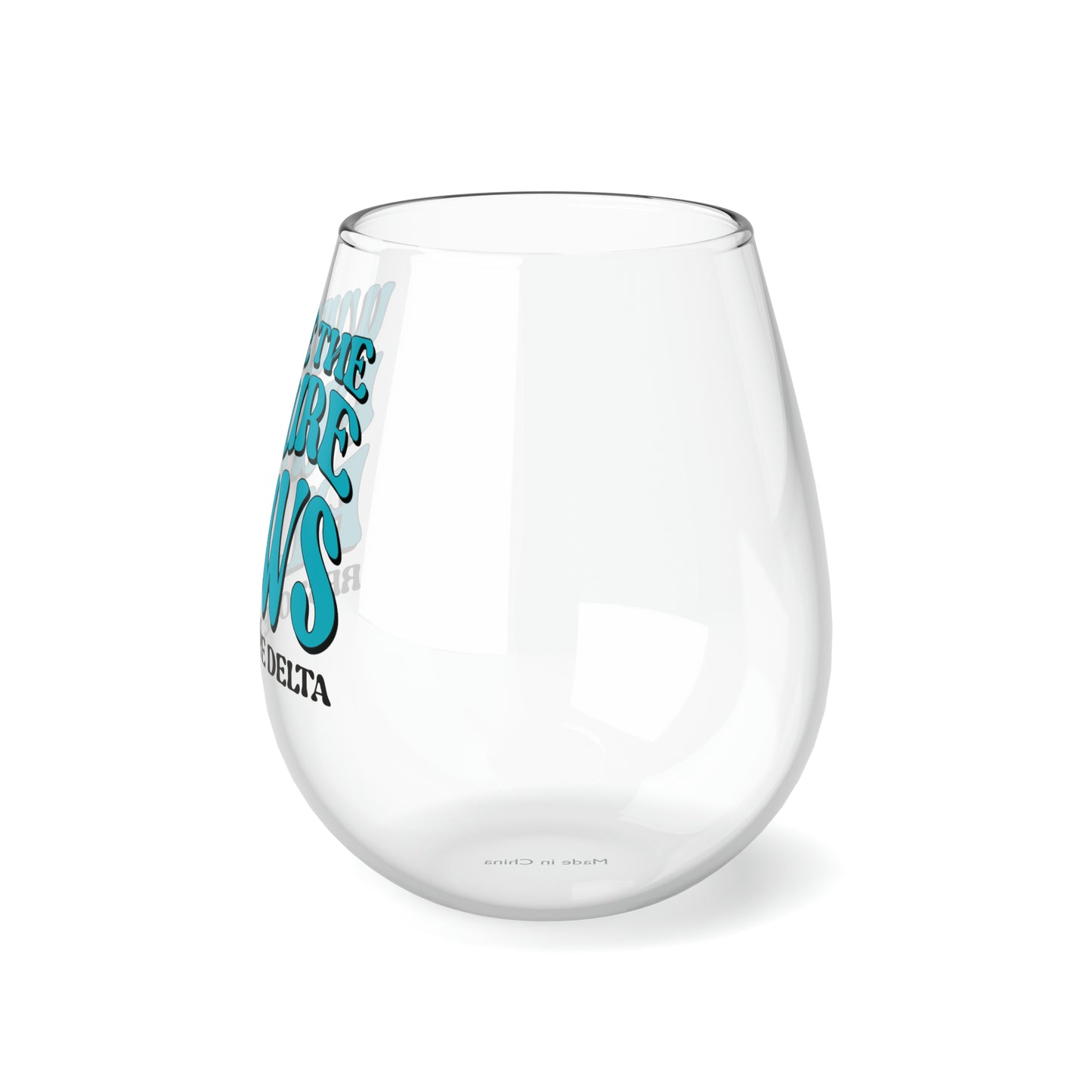 Where the Future Flows Stemless Wine Glass