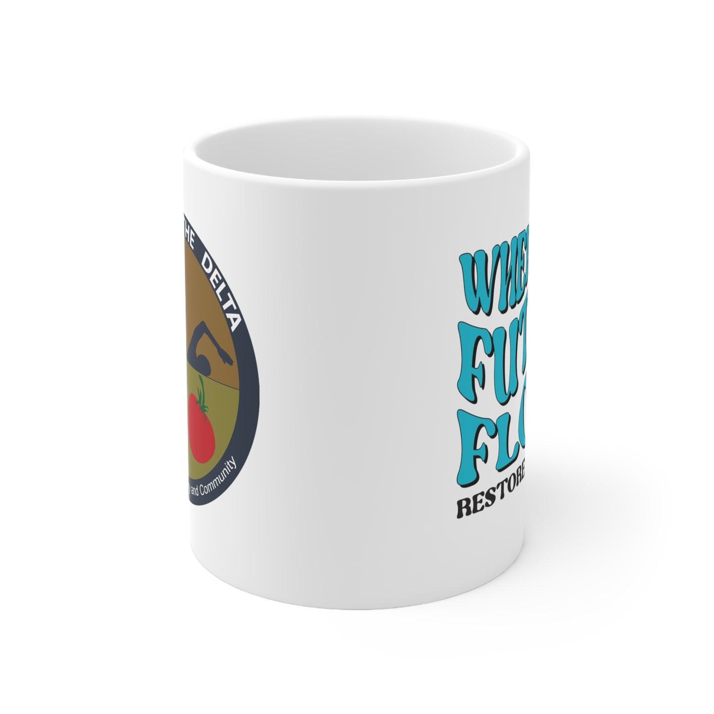 Restore the Delta Logo x Where the Future Flows Mug