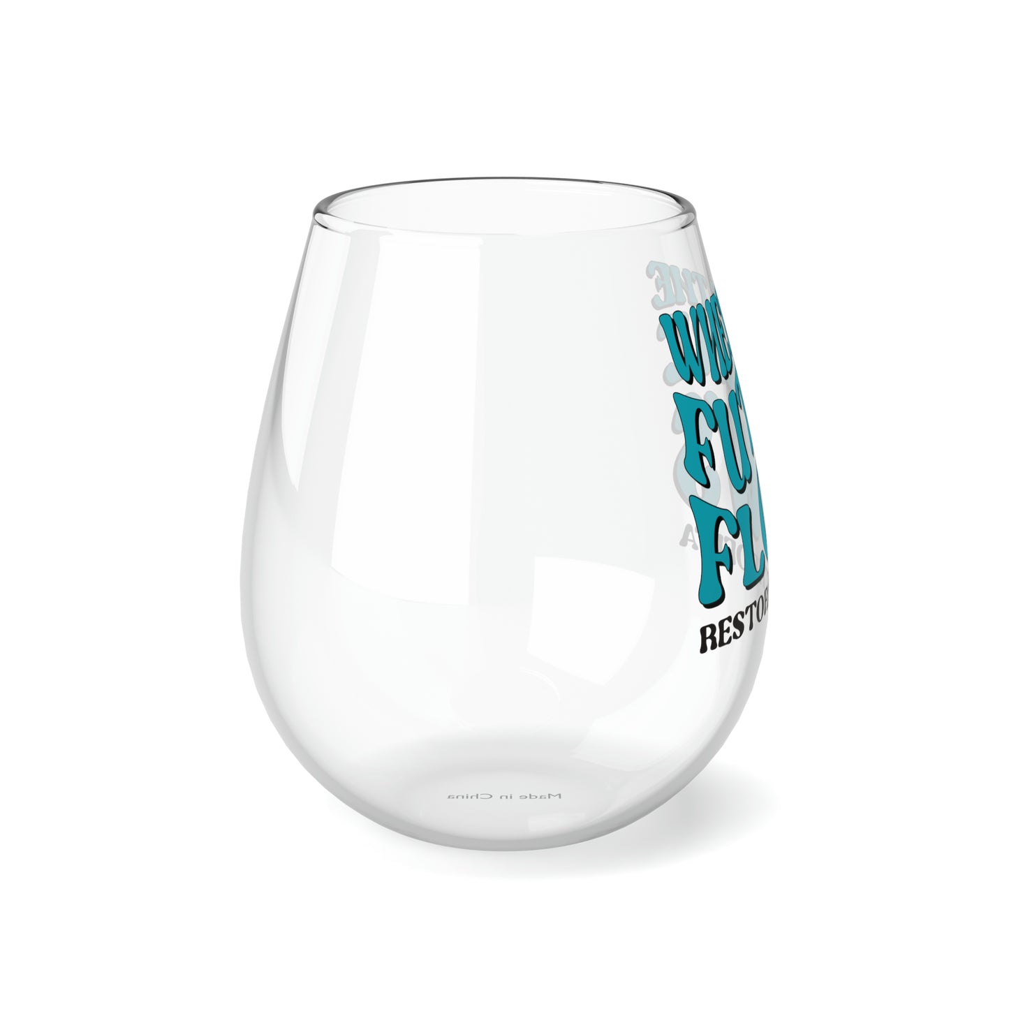 Where the Future Flows Stemless Wine Glass