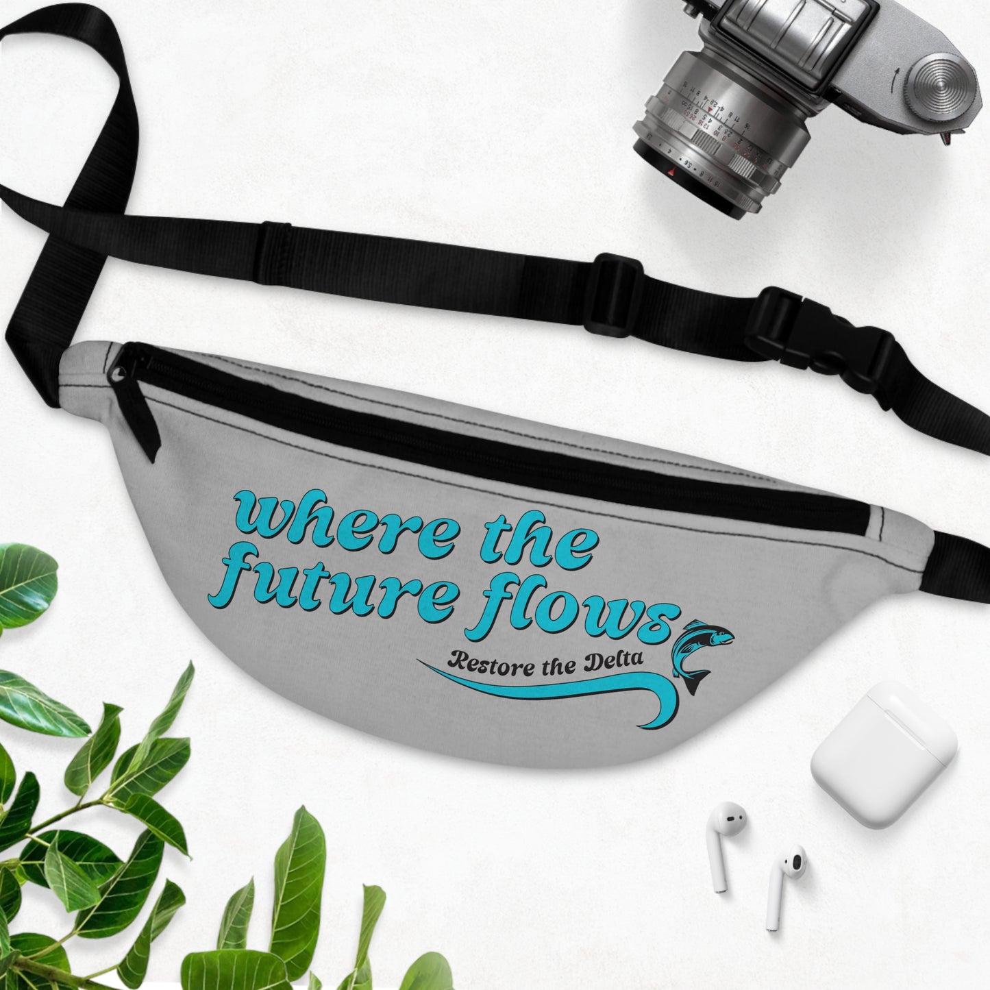 Retro Logo Where the Future Flows Fanny Pack