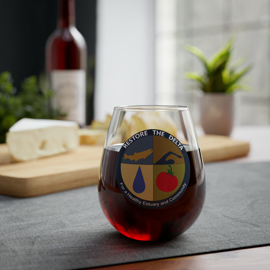 Restore the Delta Logo Stemless Wine Glass