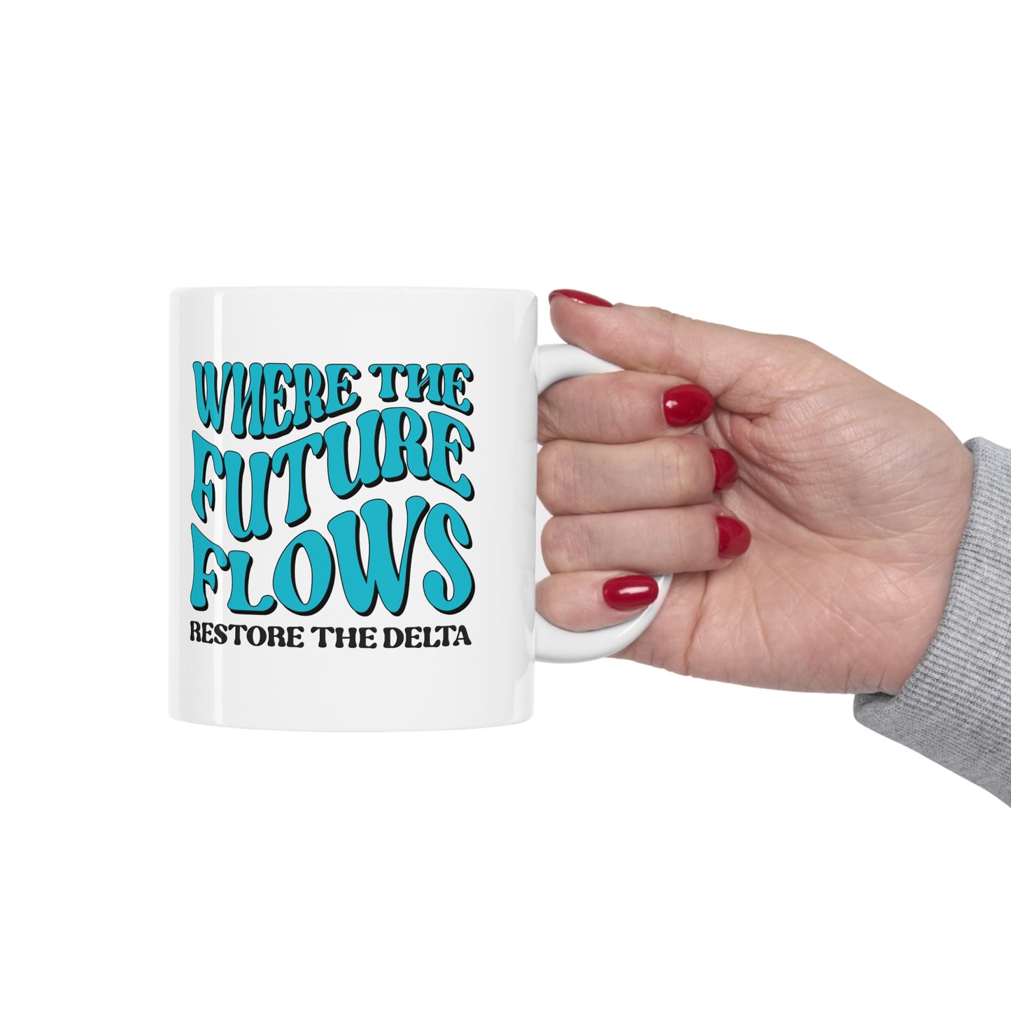 Restore the Delta Logo x Where the Future Flows Mug